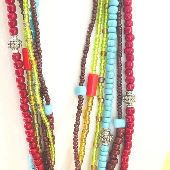 Southwestern Style Vtg Necklace Pendant Earrings Turquoise Red Avon Bead Enamel - Picture 5 of 15